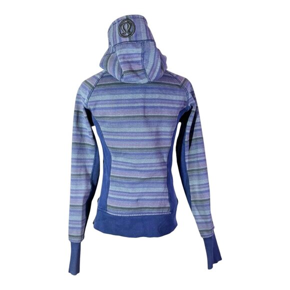 Lululemon Size 6 Full Zip Hooded Jacket Striped Fleece Lined *Flaws - Picture 12 of 14